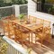 9 Piece Outdoor Dining Set Acacia Wood Table and 8 Armchairs with Umbrella Hole Natural